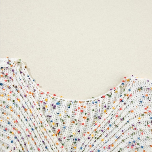 White Confetti Reversible Twist Sweater - Picture 16 of 16